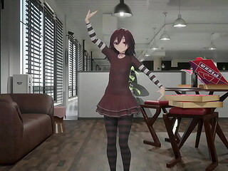 Gothic Girl Hentai Mmd 3D Undress Dance Soft Red Hair (CLIP)