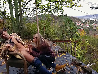 Behind The Scenes Of Petite chick Gina Gerson loves fucking her pussy outdoor