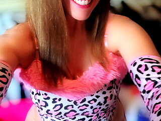 Im Your Halloween Pink Leopard Slut - Watch Me Lick My Big Tits, Fuck a Dildo & Beg You to Creampie My Tight, Wet Pussy