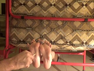 Horny amateur loves BDSM and having someone tickling her feet