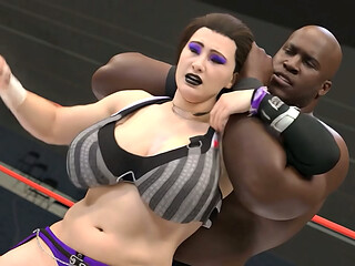 Arrogant female wrestler gets humbled by strong BBC