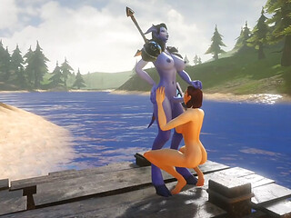 Futa Draenei Fucks a Girl's Ass next to a Lake : Warcraft Porn Parody