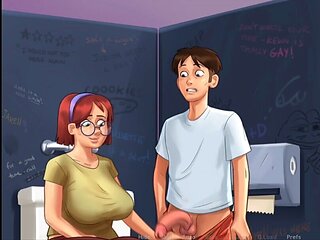 Summertime Saga Sexy Huge Tits Is Covered with a Lot of Cum Shots
