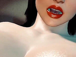 Curvy Brunette Take Huge Glass Dildo in Her Ass - 3D Porn