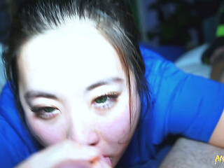 Green Eyes Asian nurse POV deepthroat