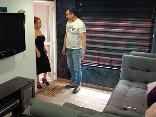 MILF Horny Neighbor Seduces Me While Her Husband Is Away and Runs Out Covered in Cum on Her Tits