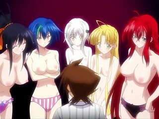 The girls show Issei their boobs