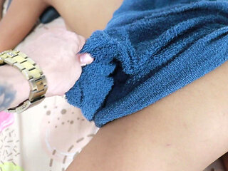 Beautiful Brunette Was Masturbating in Her Room and Her Stepbrother Came to Kiss Her