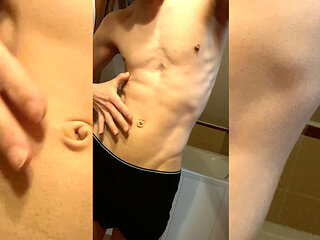 Young gay cute boy masturbates and cums