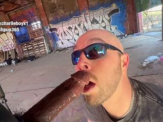 Public blowjob in abandoned warehouse