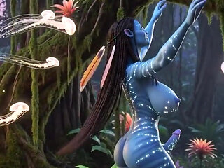 Big Breast Large Transgender Cock Na'vi Teasing Her Beautiful Blue Cock