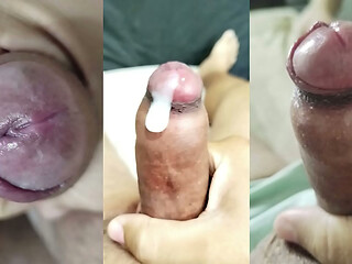 Compilado das gozadas e punhetas com meu pequeno pau com fimose e as vezes que fui cuckold assistindo minha namorada me trair - (Parte 4)