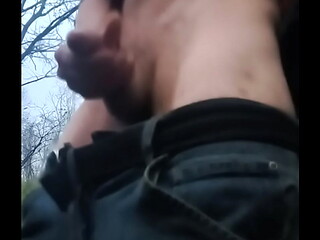 Playing in the woods.
