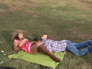 Outdoor anal for busty babe