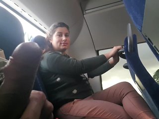 Voyeur seduces Milf to Suck&amp;Jerk his Dick in Bus