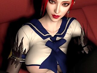 3D Redhead Mature Slut Teasing with Big Cock and Got Orgasm Several Times