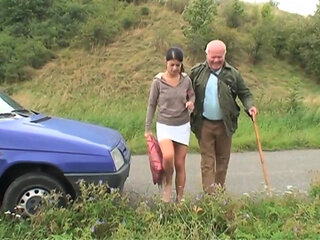 An old pig comes to rescue a young girl with a broken down car