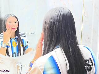 Hot stepdaughter celebrates soccer victory with her stepdad in hotel