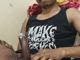 Teen boy morning maturing at bedroom