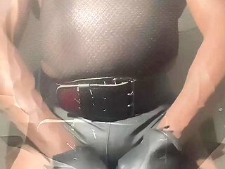 Preview: Tight Leather Shorts Toying & Titpump