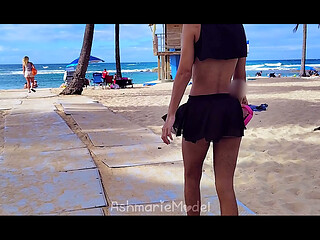 All Natural Babe Ashmarie Walking in Public Braless w No Panties - Hairy Upskirts &amp_ NipSlips