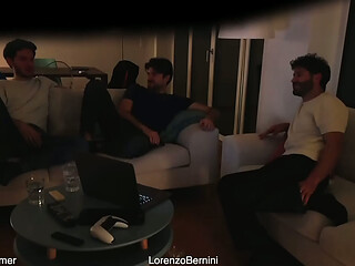 Straight friend jerking off with gay friends
