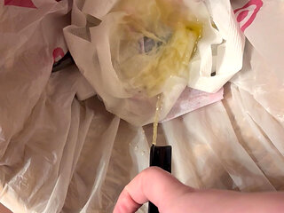 trying stand to pee - urinal piss in can