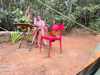 Naughty Woman Gives a Blowjob and Rides a Stranger at the Campsite.