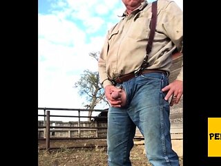 Farmer Daddy Caught Peeing Outdoors