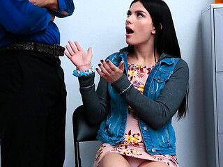 Young Female with Black Hair Apprehended While Attempting to Leave the Store - Lyftersex