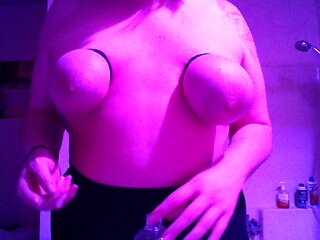 Horny girl loves perverted BDSM and squeezing her big tits
