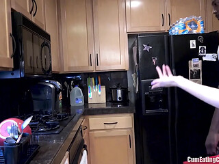 Hot wife Kate England cucks husband and gobbles on his snowball