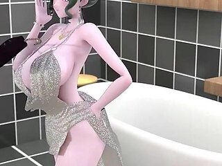 St. Louis Bathroom Undress Dance Hentai Tell Me Song Azur Lane Mmd 3D Soft Green Hair Color Edit Smixix