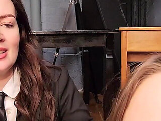 Chloe and Faye College Girl Threesome with the Principal