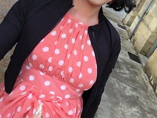 Tranny with Big Tits Jerking Off her Big Cock