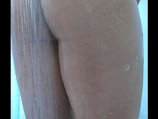 Short clip of femboy soapy shower