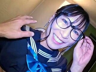 Close up POV of teen sucking cock
