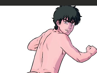 Adult Nakamura naked in a sensual pose showing his butt to Hirose (Inspired by Go For It, Nakamura-kun!!) Yaoi drawing process