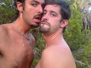 Hiding at first, then exposing ourselves naked and cumming on a Spanish beach