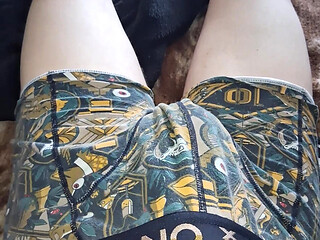 Teen boy lies alone in his bed with his stepsister's panties