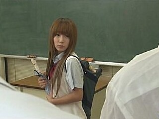 Two guys pound Sana Anju's tight holes in class