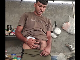 Indian solo boy rotating his small cock