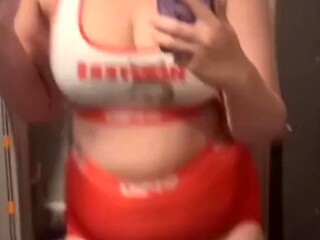 Hooters girl gives a wet and wild e-girl blowjob