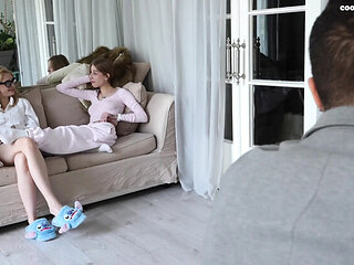 Hot Anal Threesome with Petite Blonde Teens Sasha Paige and Funky Town Fucking Daddy Jack 23