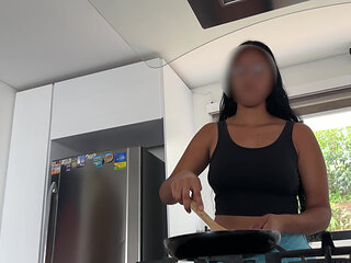 Young Maid in Blue Leggings Lets Her Boss Touch Her Good