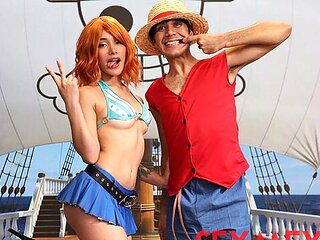 Beautiful redhead on high heels Carolina Guerrero impaled from behind