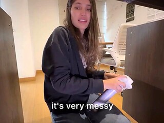 I didn't realize my maid was so hot, she bent down to clean the study.