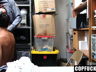 Voyeur Perp Gets Fucked by Two Loss Prevention Guards in the Back Room Instead of Being Charged
