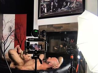 Close up big cock handjob
