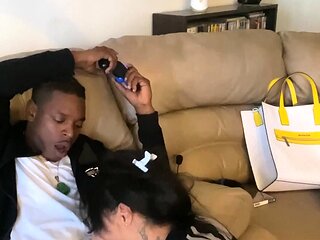Asian girl with black guy Amateur Interracial